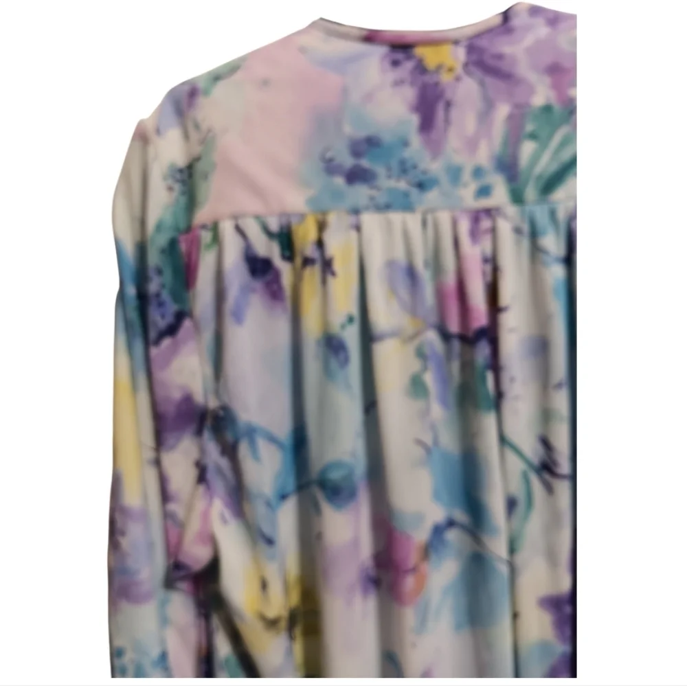 Amanda Rich Vintage Pink and Blue Robe with Bishop Sleeves